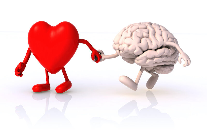 Heart And Brain Walking Hand And Hand.