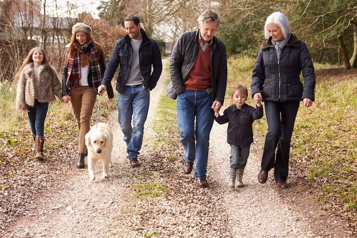 Family Walking Together In Autumn