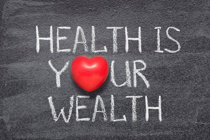 Health Is Your Wealth Written On A Chalkboard