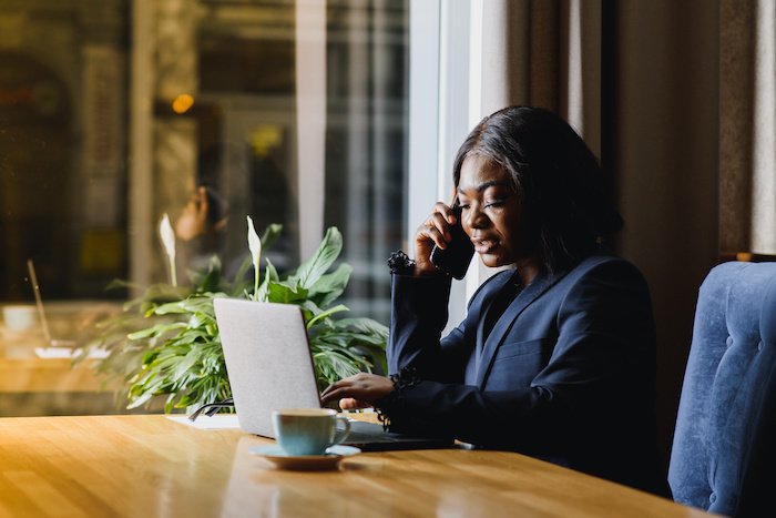 Young Black Woman Busy Multiitasking 