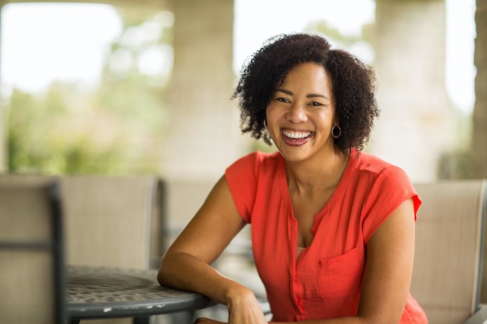 Confident Happy Black Woman Smiling Outside