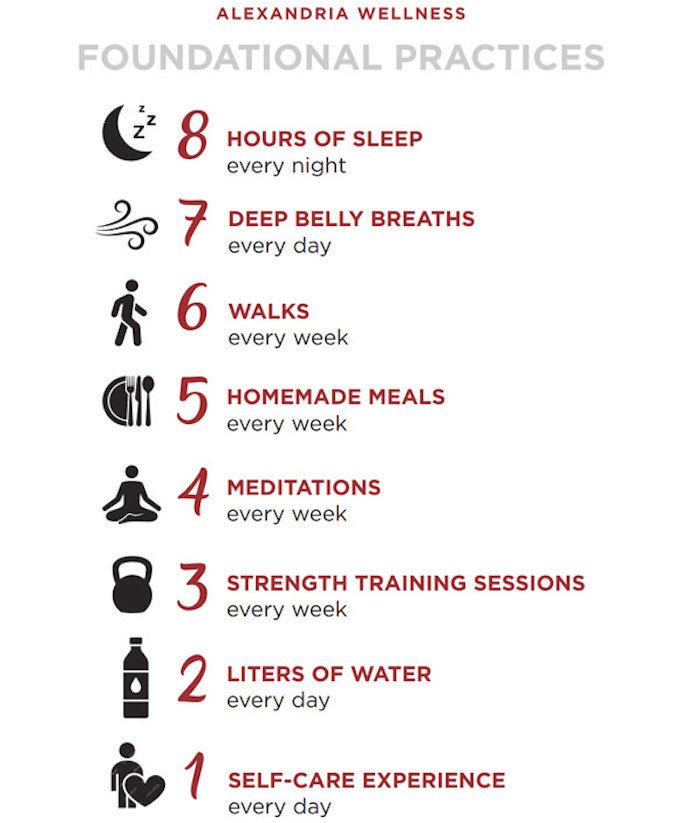 All Eight Of Alexandria Wellness Foundational Practices. 